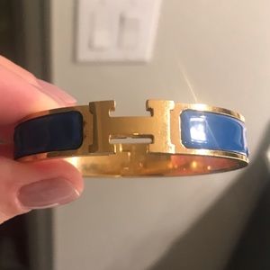 Hermès Clic H Enamel Bracelet in Blue